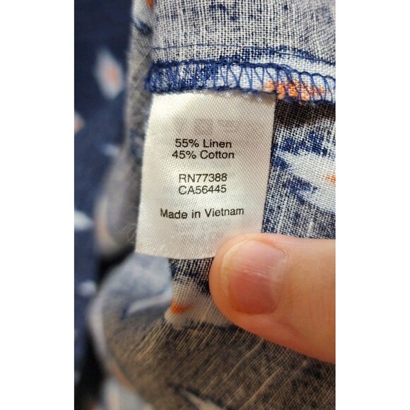 J.Crew Womans XL Blue Denim Blouse Ikat Linen Tribal Boxy Southwestern Aztec - Picture 8 of 12